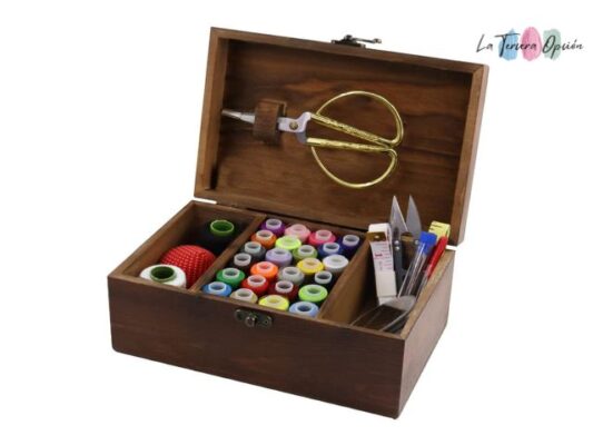 Crafton Sewing Kit With Wooden Box and Sewing Accessories